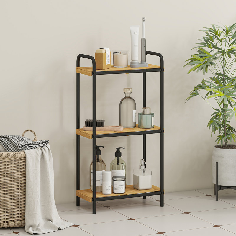 Bamboo, Steel Freestanding Bathroom Shelves