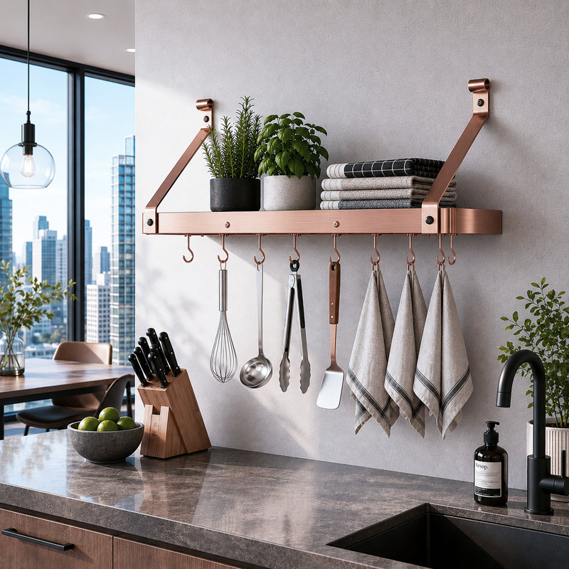 Handcrafted Gourmet Wall Mounted Pot Rack, 30" W