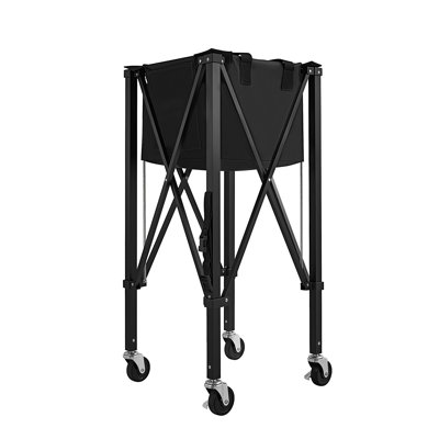 Chariot à balles de tennis en alliage d'aluminium avec roulettes - peut contenir 120 balles, panier de pickleball pliable avec sac de rangement pour l'entraînement