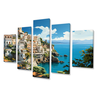 Capri, Italie, paysage côtier, rêve III - Paysage, Italie, art mural multipanel pour le salon
