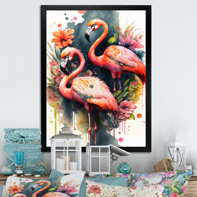 Mignon flamants roses - Peinture sur toile