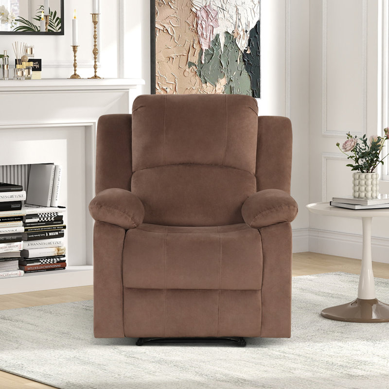 Nikodemos 34.8" W Microfiber Recliner, Clay Brown