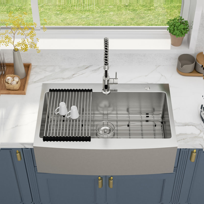 33" L x 22" W Farmhouse Drop-in Kitchen Sink Stainless Steel Farm Topmount Sink Single Bowl Sink