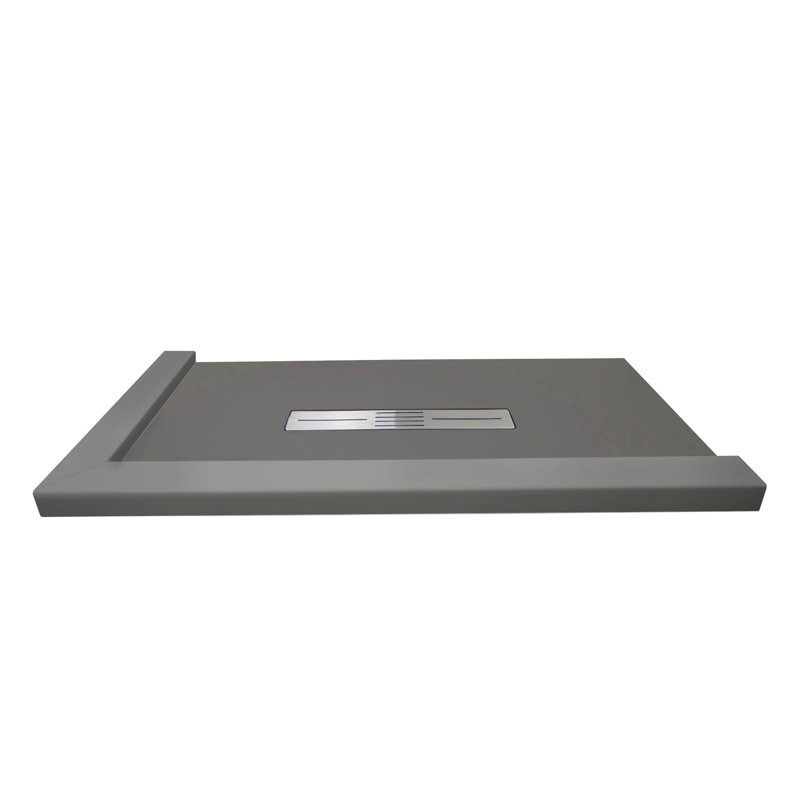 Base de douche Transolor Trimslate 48 po avec double seuil réglable et bonde centrale, Gris foncé