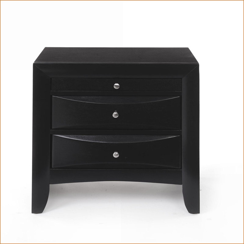 Table de chevet moderne noire avec 2 tiroirs Plateau coulissant - Chambre, Noir