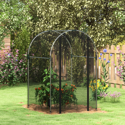 Tente de protection des plantes avec cadre en acier galvanisé noir l 47,72 po x P 74 po avec couvercle à fermeture à glissière pour la cour de jardin Petits rongeurs et bestioles
