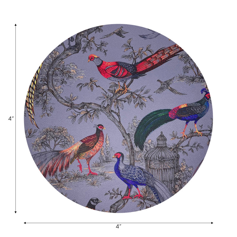 Sous-verres ronds en cuir végétal, Argent argent