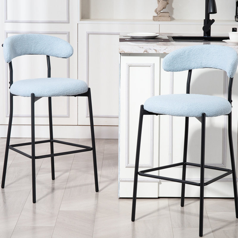 26 tabourets de bar modernes bleus 26 po avec rembourrage en mousse haute densité, structure en métal tendance, idéale pour un îlot de cuisine, un bureau ou une coiffeuse, une chambre confortable, un café