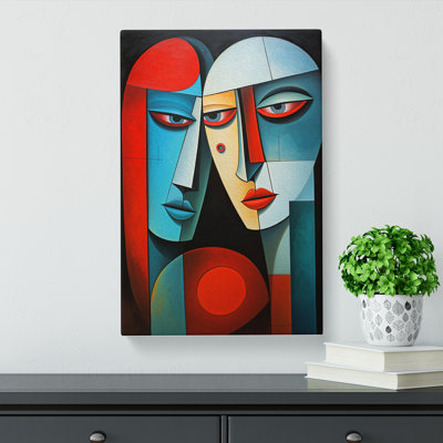 Two Men In Love Cubism - Wrapped Canvas