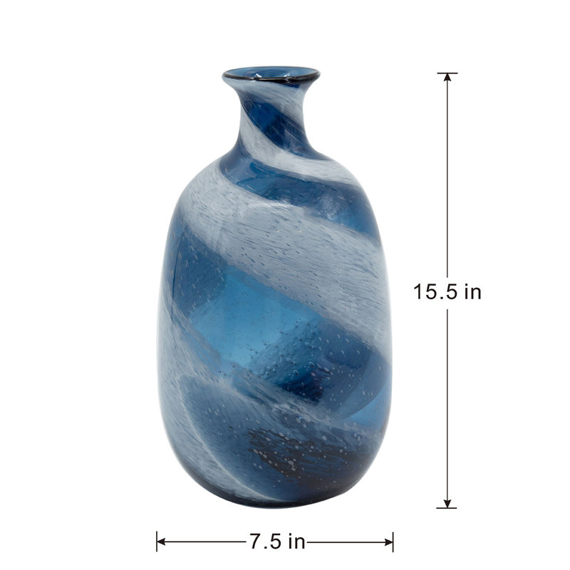 Valin Handmade Glass Table Vase, 15.7" H x 7.5" W x 7.5" D