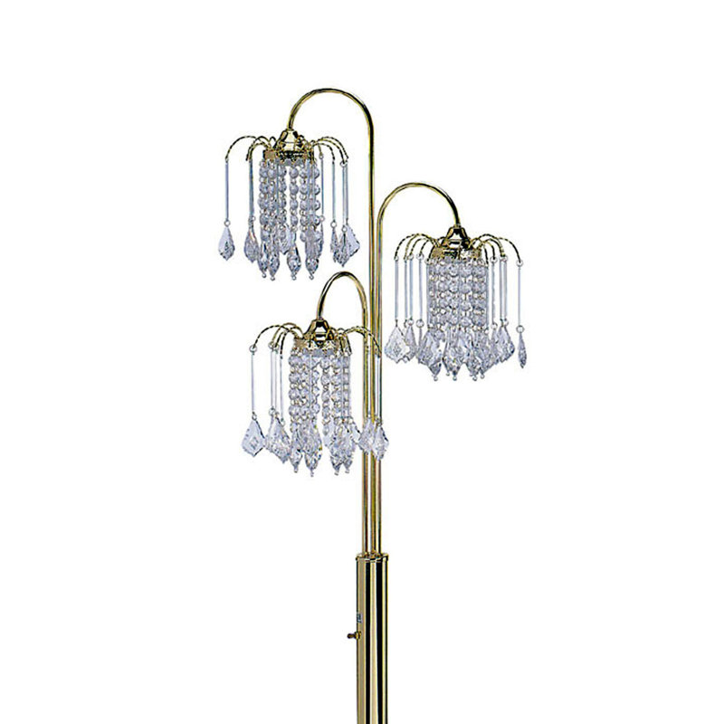 Lampe sur pied lustre en cristal à finition laiton