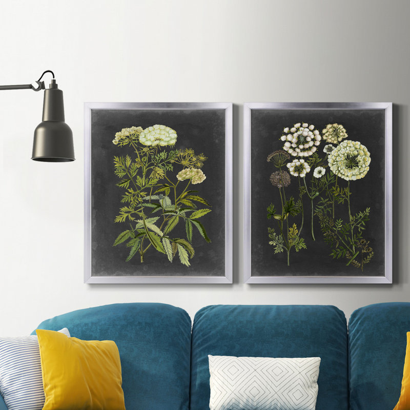 Ex-libris floral I - ensemble de 2 reproductions d'art sur toile