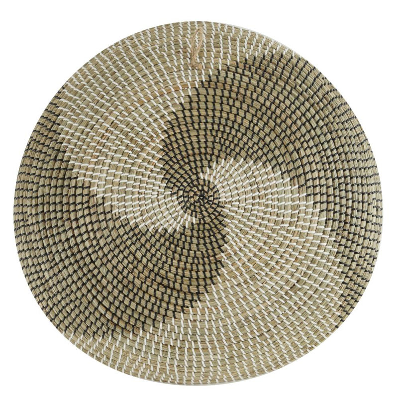 Décoration murale assiette en forme de panier en spirale brun fait à la main