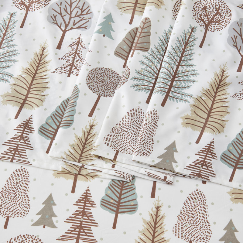 King Size Lodge Forest Trail Printed Microfiber Sheet Set