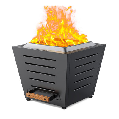 20 Inch Smokeless Fire Pit Stainless Steel Wood Burning Fireplace Portable Outdoor Fire Pit Patio Smokeless Firepit with Pull-Out Ash Tray and Handles,