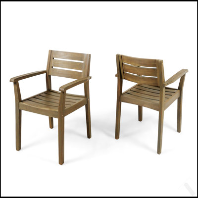Ensemble de fauteuil de patio en bois d'acacia STAMFORD, durable et confortable pour les repas en plein air et la détente