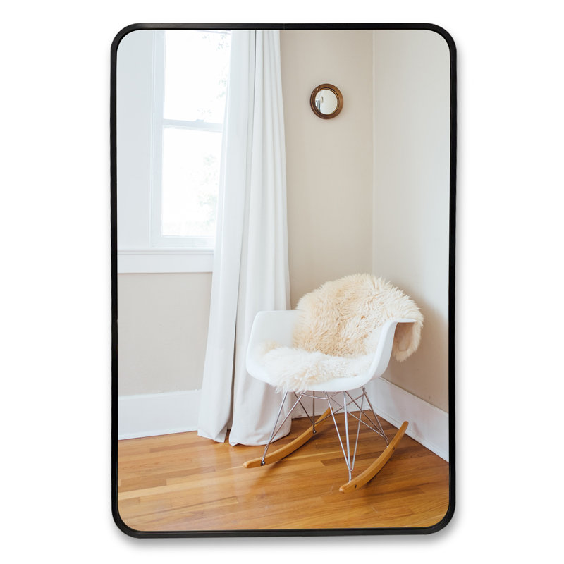 Miroir de salle de bain mural rectangulaire en métal avec cadre en aluminium pour salle de bain, chambre à coucher, salon ou entrée