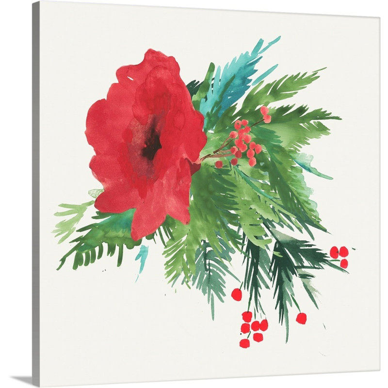 Bouquet de poinsettia-reproduction d’art sur toile, H 16 po x l 16 po x P 1,25 po, Toile tendue