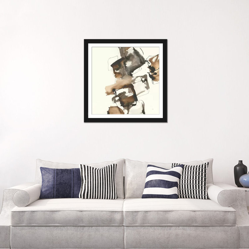 «Stacked I», impression sur toile, H 16 po x l 16 po x P 1 po, Papier avec cadre noir, Blanc