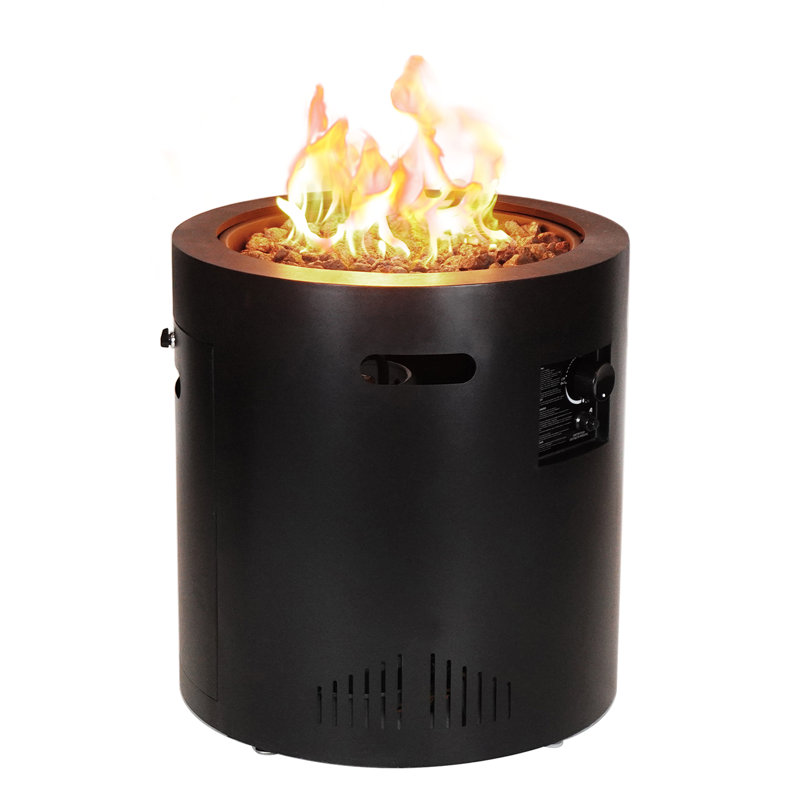 Hephaestus 24" Black Steel Round Propane Fire Pit Table