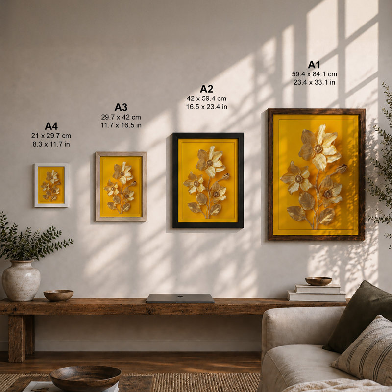 Golden Arrangement Botanical - Framed Print, Unframed, A1 - 84.1 x 59.4 cm