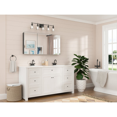 Husai Recessed or Surface Mount Aluminum Frameless Medicine Cabinet With Mirrored Door and Adjustable Shelves