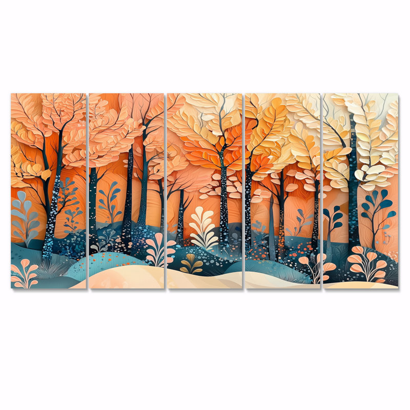 4 saisons forêt arbres Drem Fragments IV - art de saisons - ensemble de décoration murale traditionnelle, H 32 po x l 80 po