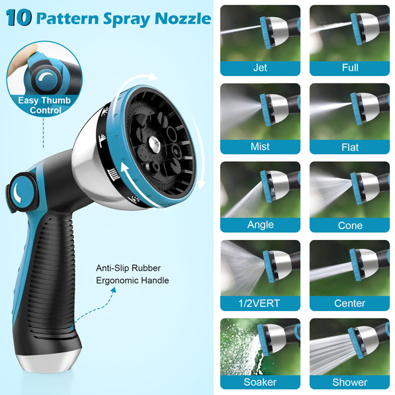 100 FT Steel Garden Hose with Nozzle