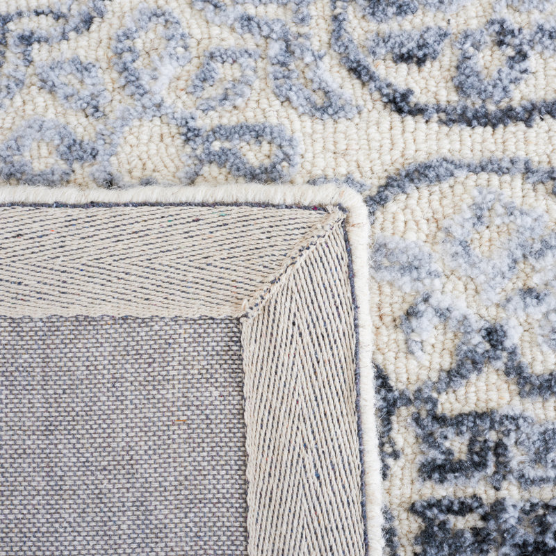 Metro Hand Tufted Polpropylene/Wool Geometric Rug in Gray/Ivory, Round 6'
