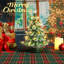 Arbre de Noël en céramique - Décoration d'arbre de Noël de table de 14,5 po avec lumières multicolores et cime d'arbre étoilé à piles (pile non incluse)