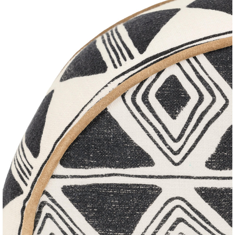 Nubia Rustic Geometric Cotton Round Throw Pillow