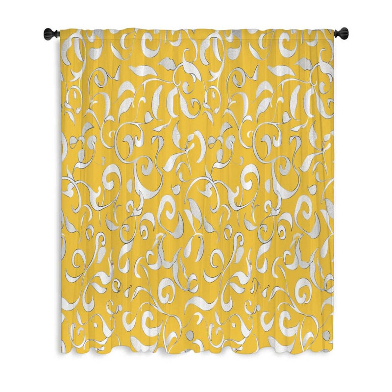 Rideaux à motif floral tourbillonnant, occultant et voilages - 1 panneau, L 53 po x L 99 po