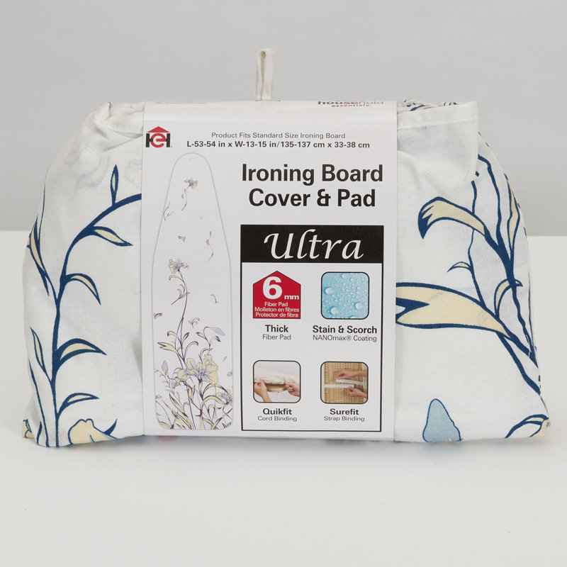 Housse de planche à repasser Ultra avec coussin en fibre de luxe à motif floral Iris