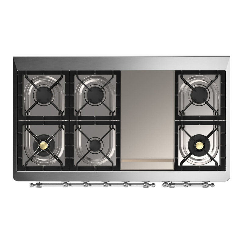 Majestic III Series 48 Inch Dual Fuel Range with 5 Sealed Burners, Griddle, Frenchtop in Matte Graphite (Liquid Propane, Burnished Trim)