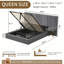 Lit plateforme de rangement capitonné en velours gris, style glamour contemporain, Queen-36105278-36105248