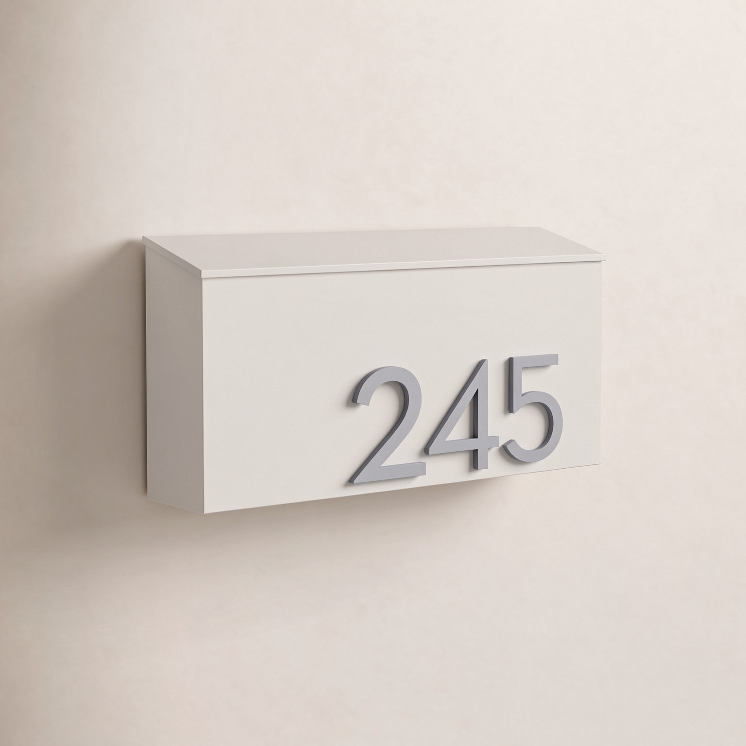 Steel Wall-Mounted Mailbox, White, Silver, Yes