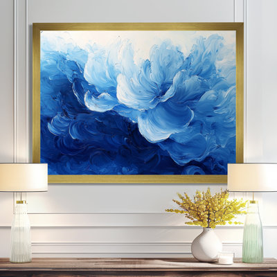 Bleu et blanc délicats pétales de fleurs - Abstrait grand art mural