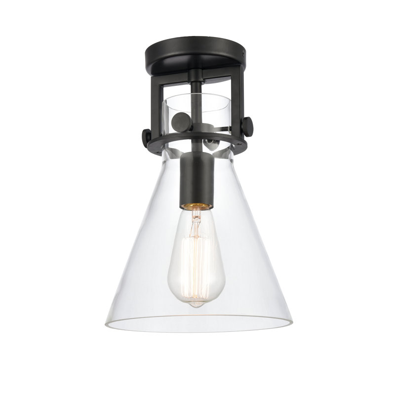 Skokie Glass Semi Flush Mount, Clear, Matte Black