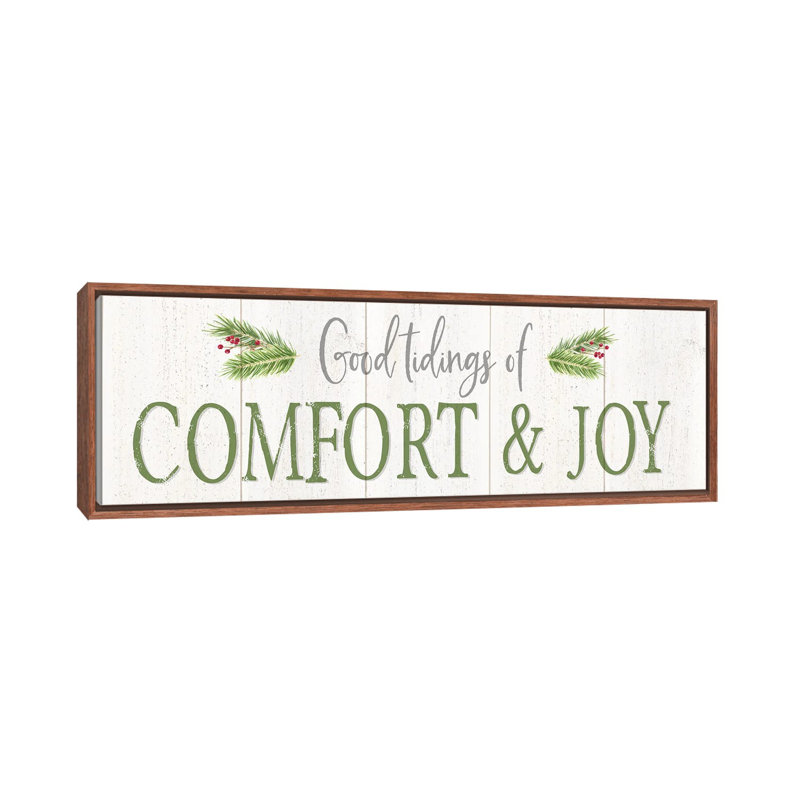 «Peaceful Christmas Horizontal Comfort & Joy» par Tara Reed - impression d'art textuel, H 12 po x l 36 po x 1,5 po