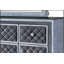 Commode à 9 tiroirs avec plateau en verre trempé Glam, façades de tiroirs en velours capitonné et boutons en faux cristal pour un rangement élégant