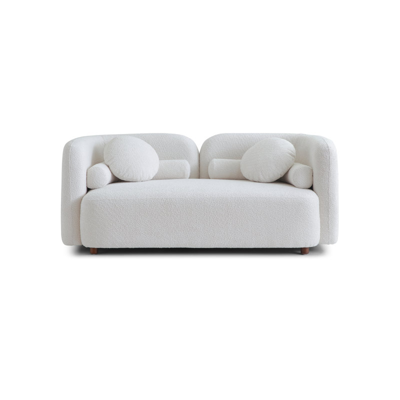Canapé de luxe moderne pour le salon, canapé rembourré blanc Boucle pour bureau à domicile, 2 places