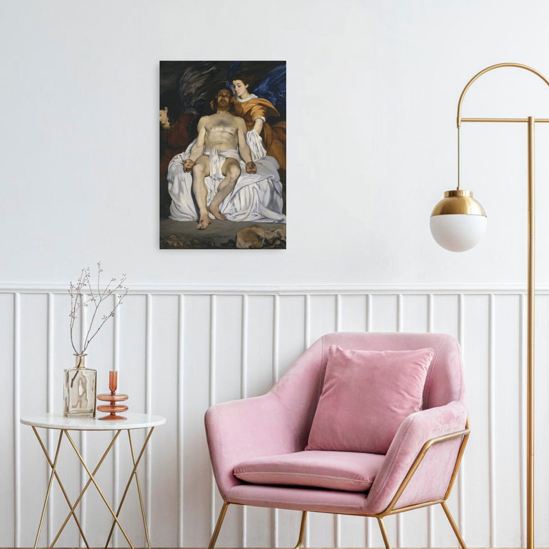 Le Christ mort avec des anges, 1864, estampe d'art mural abstrait contemporain impressionniste, H 24 po x l 16 po