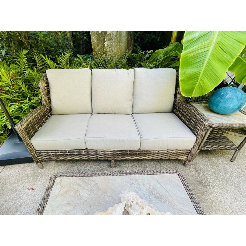Borce 73'' Wide Wicker Patio Sofa with Sunbrella® Cushions