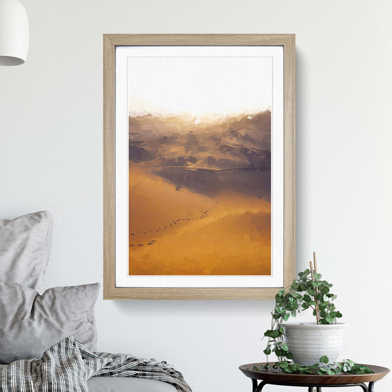 Trail on the Desert in Abstract - Picture Frame Graphic Art Print, Oak, 60cm H x 40cm W x 2cm D