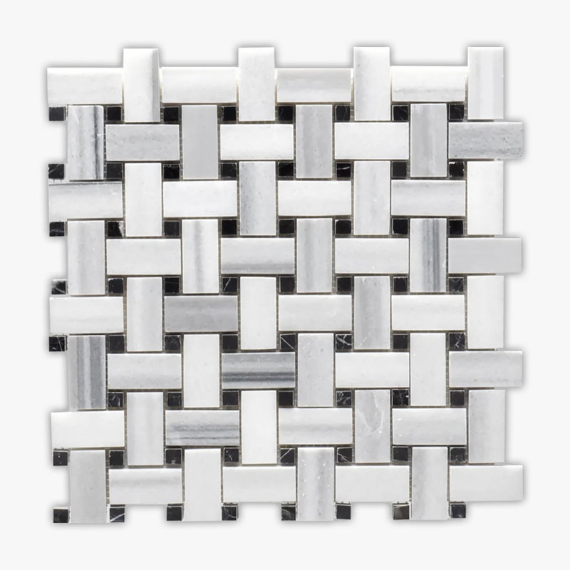 Equador Basket Weave 12" x 12" Marble Basketweave Mosaic Wall & Floor Tile