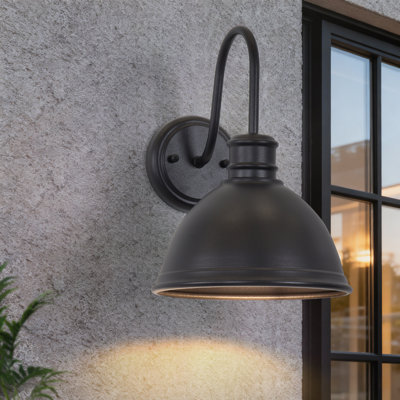 1 Pack 1-Light LED Outdoor Wall Light Sandblasted Black Iron Shade E26 Wet Location (Set of 1)