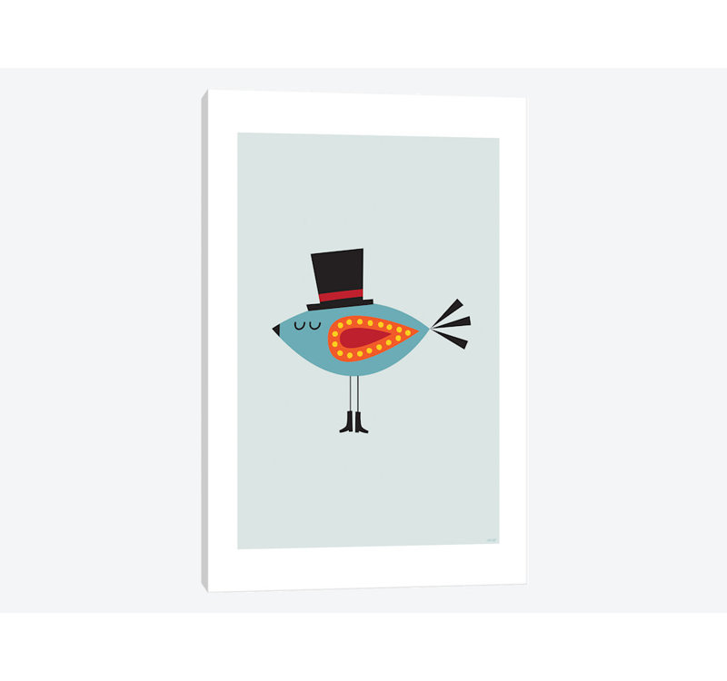 Bird (Turquoise), impression sur toile tendue, H 26 po x l 18 po x P 1,5 po, Toile encadrée noire