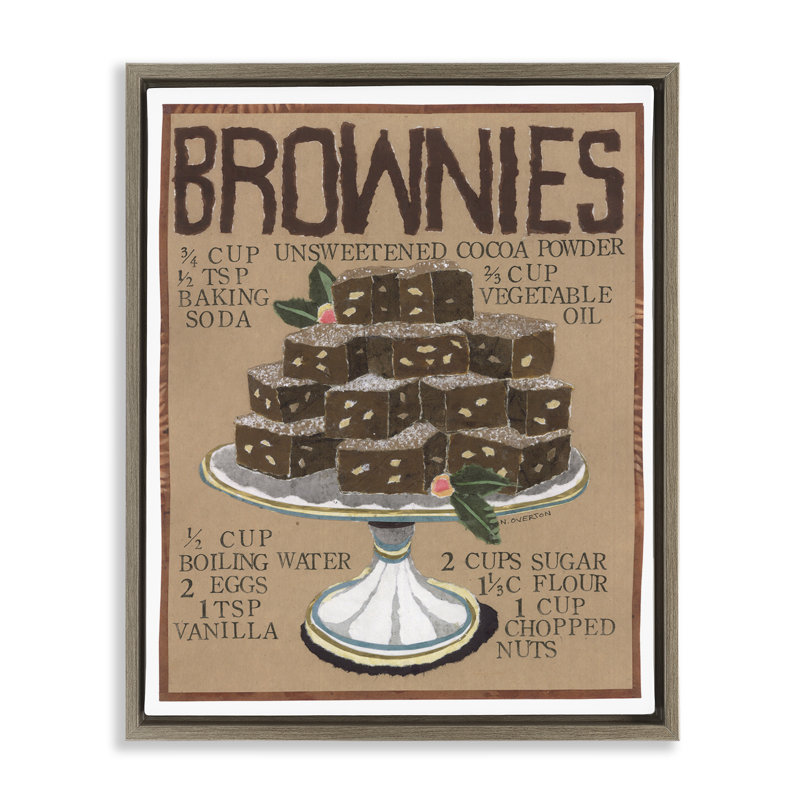 «Brownie Platter Recipe», art mural encadré flottant par Nancy Overton, Cadre flottant orme Montalcino, H 31 po x l 25 po