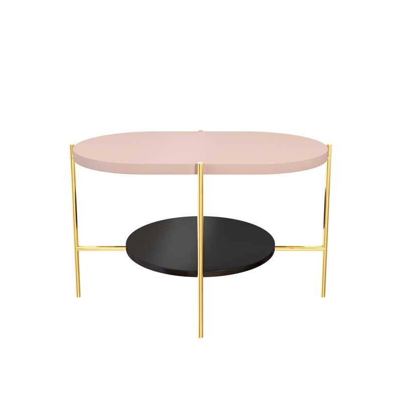 Borealis Four Leg Coffee Table with Storage, Pink/Gold