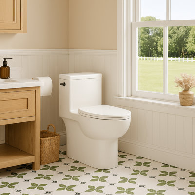 Sanoxis One-Piece Toilet  17" Ada Chair Height, 1.28 Gpf Siphonic Side Press Single Dual-Flush, Elongated, Soft Closing Seat.